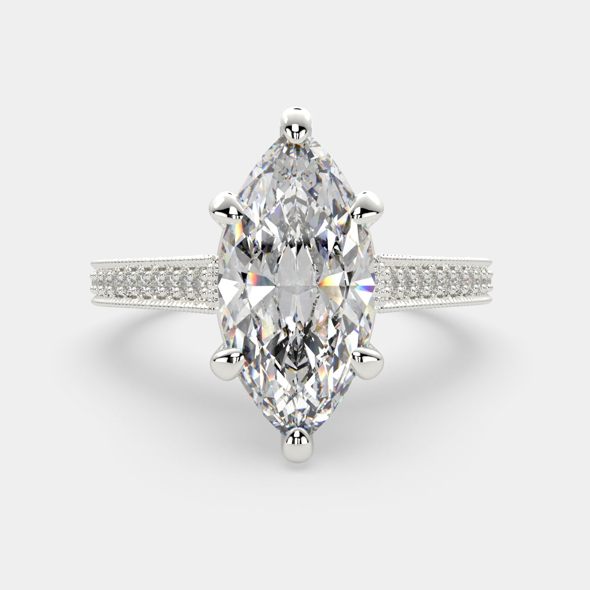 2.75 Carat VS1 D Lab Grown Diamond Pave Marquise Ring