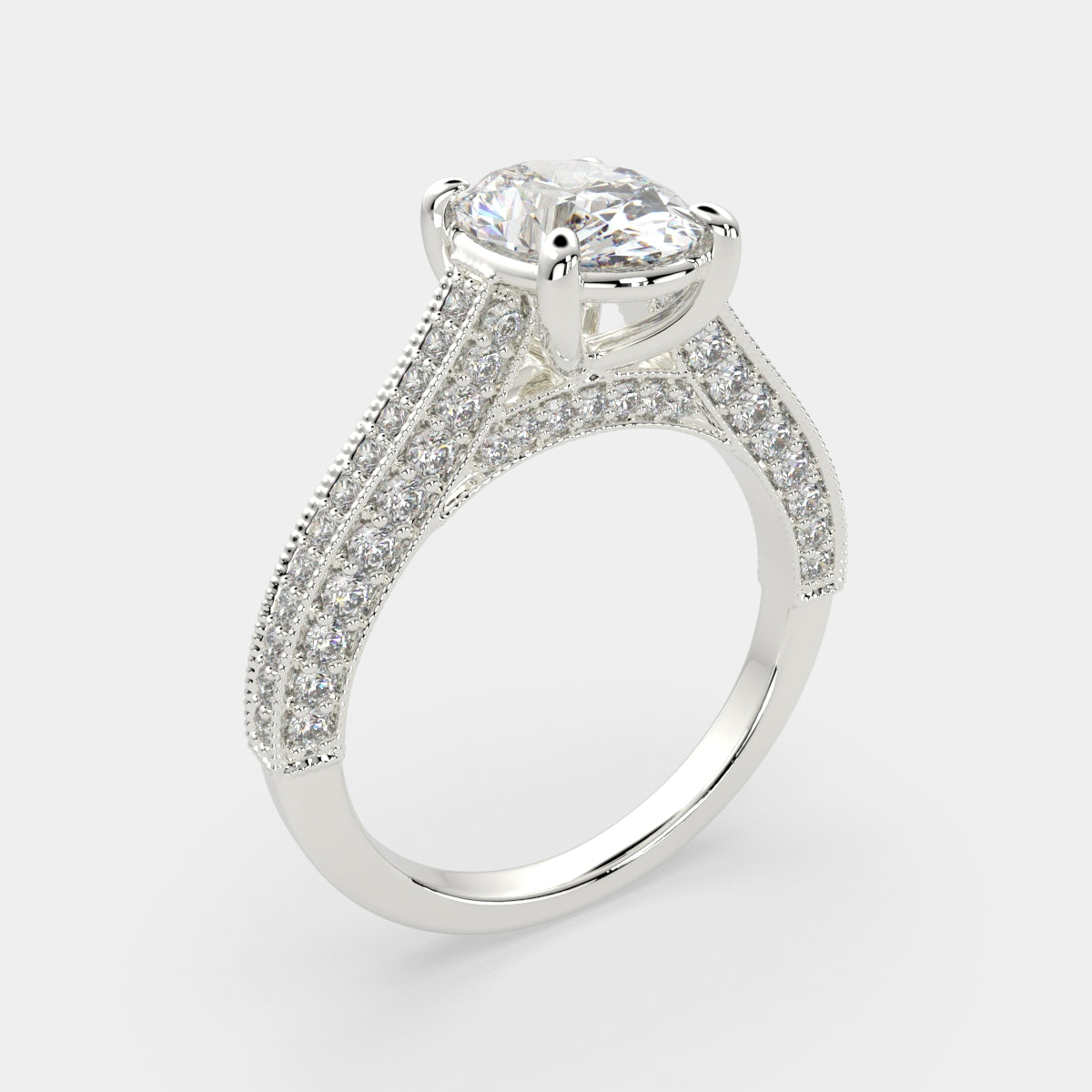 4.75 Carat VS1 D Lab Grown Diamond Pave Oval Ring