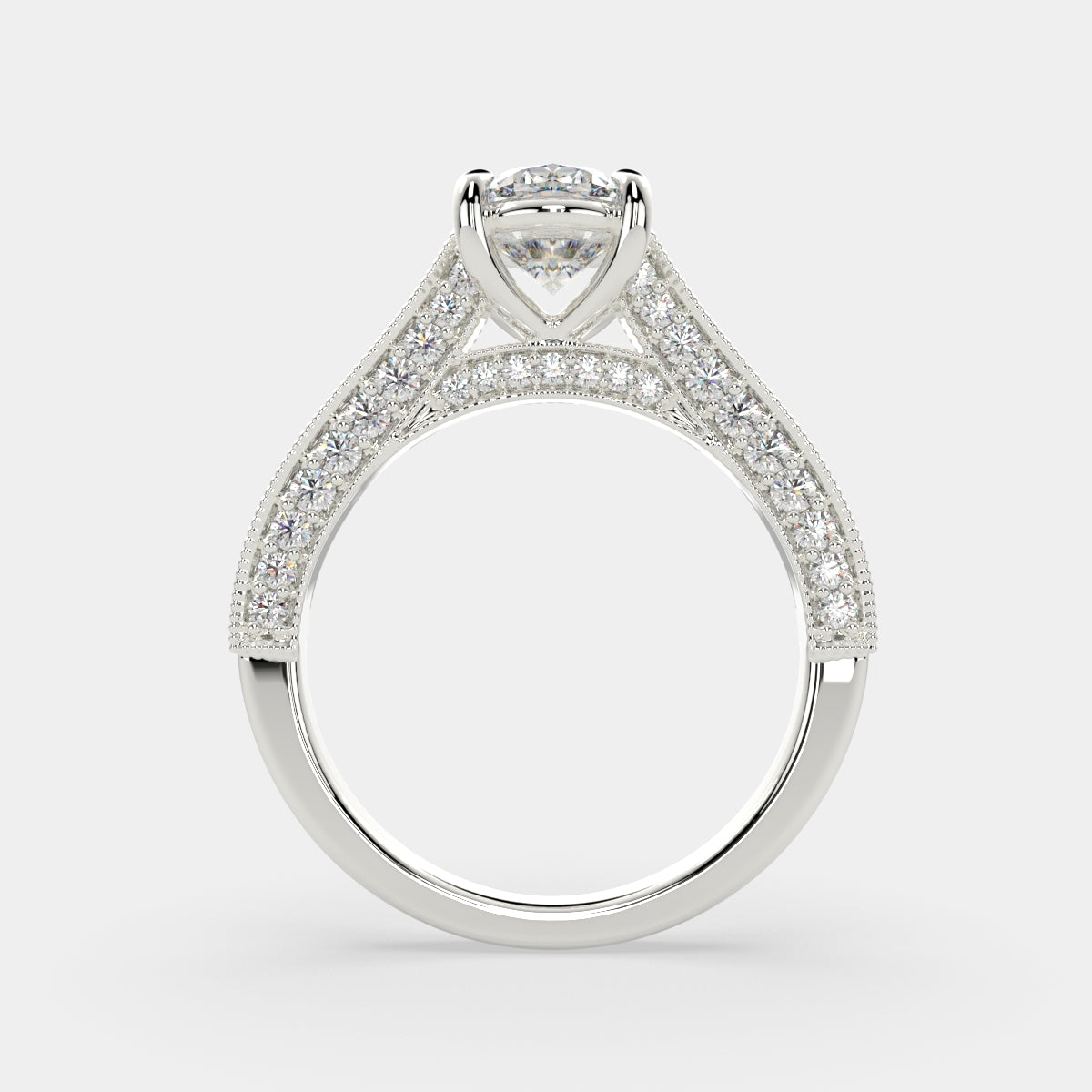 4.75 Carat VS1 D Lab Grown Diamond Pave Oval Ring