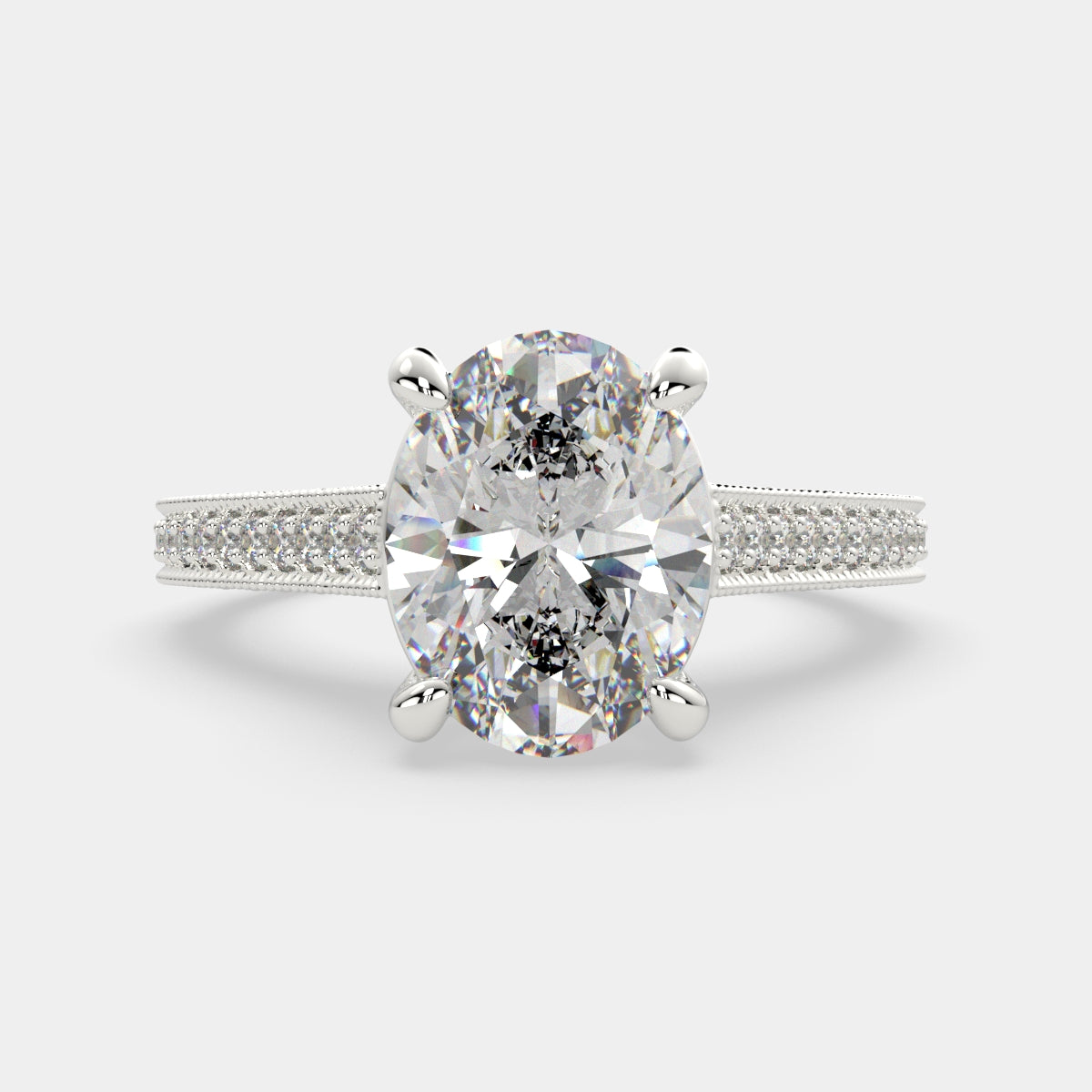 4.75 Carat VS1 D Lab Grown Diamond Pave Oval Ring