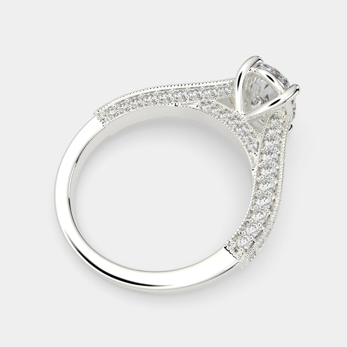 4.75 Carat VS1 D Lab Grown Diamond Pave Oval Ring