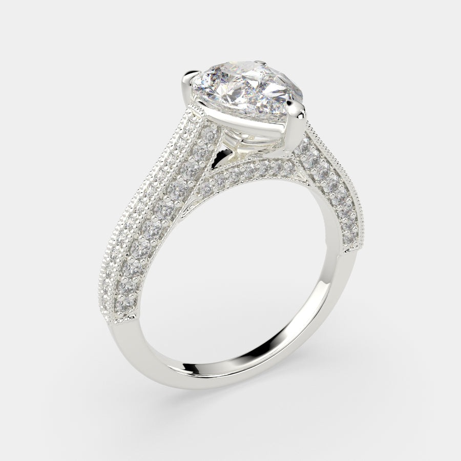 Martina 1.75 Carat Pear Cut Pave Engagement Ring