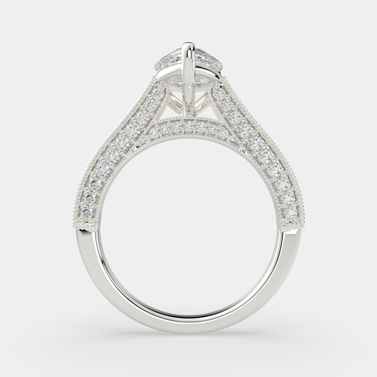 2.75 Carat VS1 D Lab Grown Diamond Pave Pear Ring