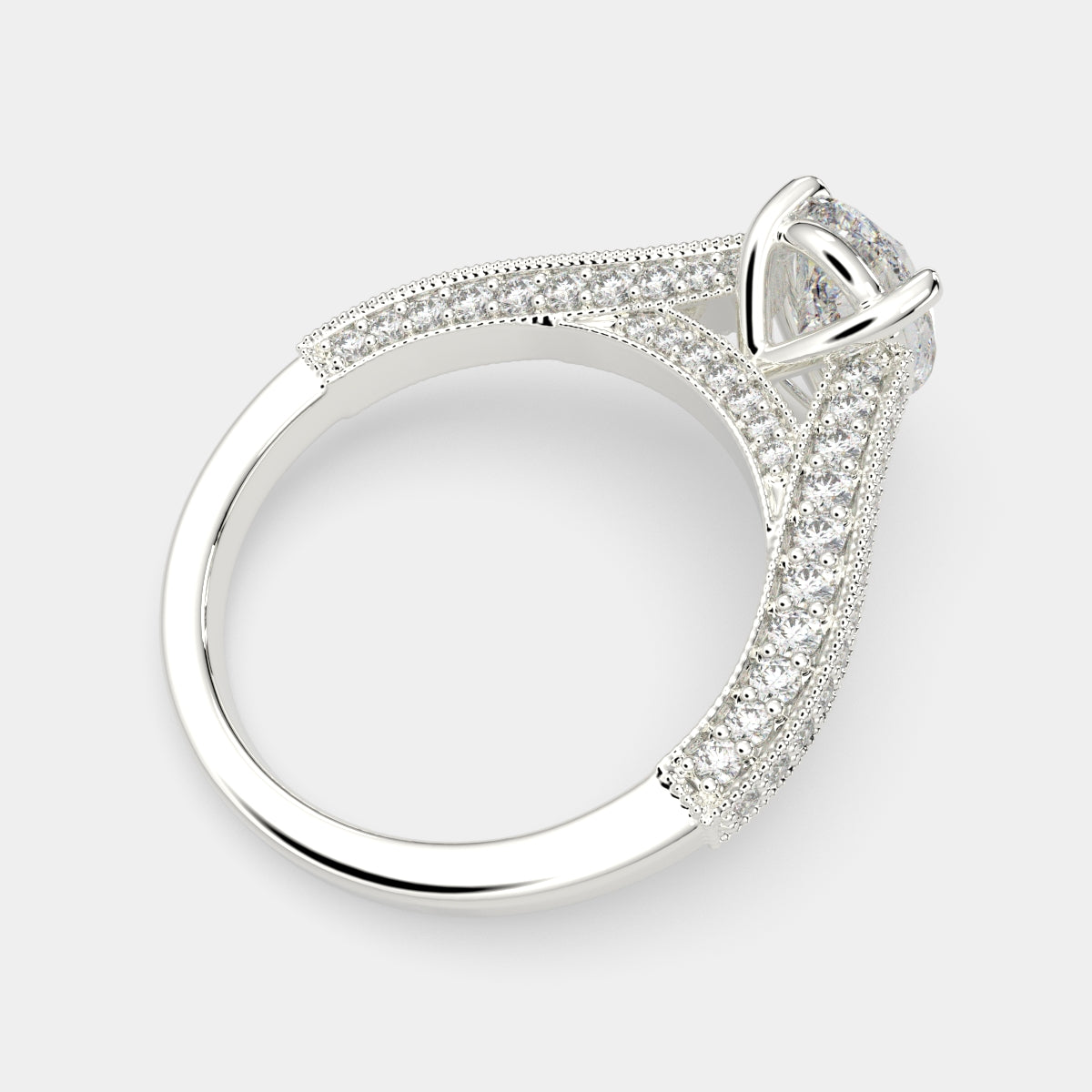 4.75 Carat VS1 D Lab Grown Diamond Pave Pear Ring