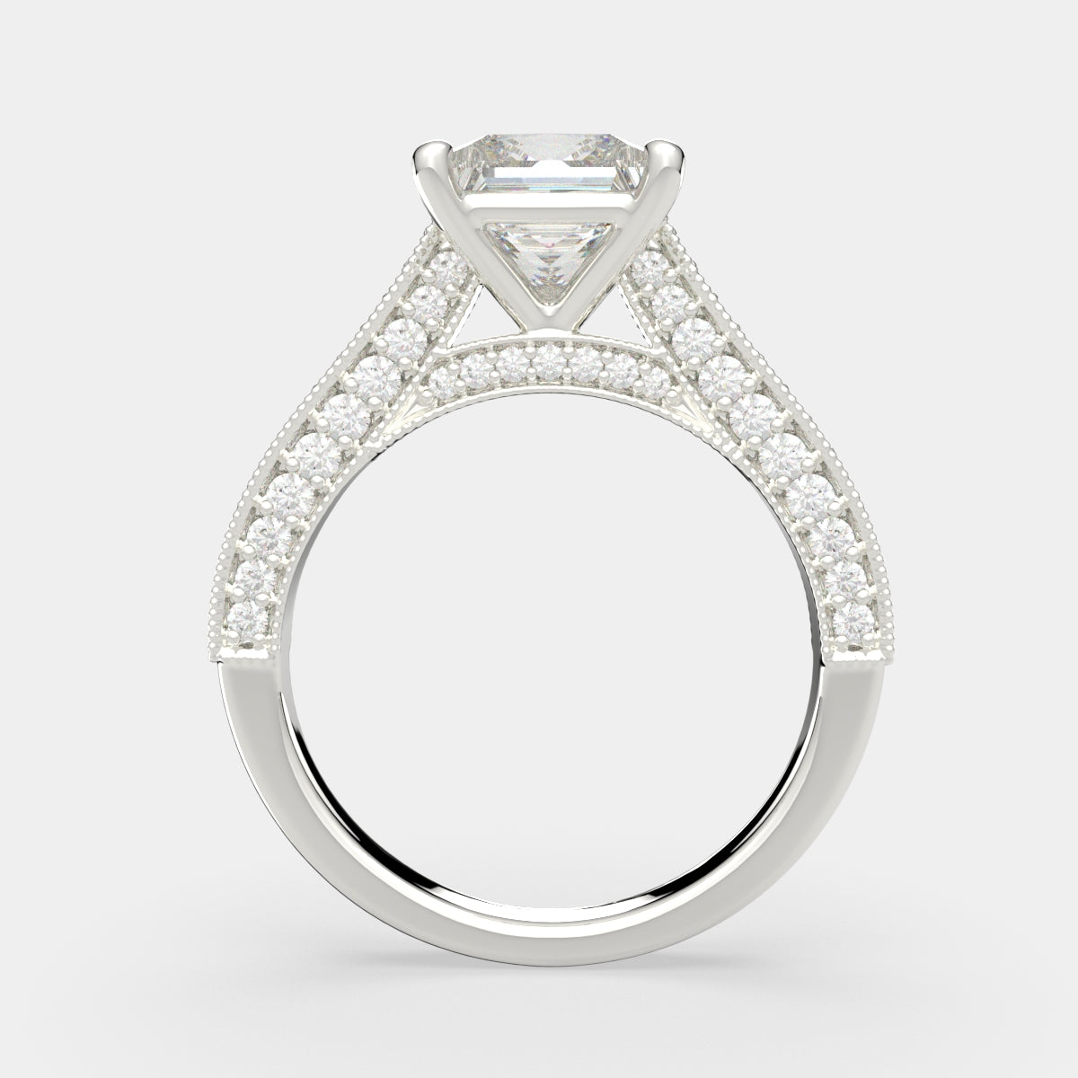 4.75 Carat VS1 D Lab Grown Diamond Pave Princess Ring