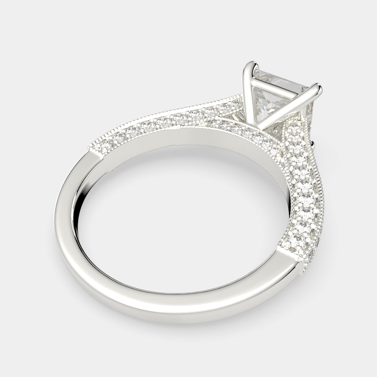 2.75 Carat VS1 D Lab Grown Diamond Pave Princess Ring
