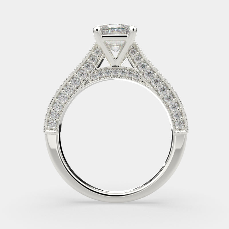 4.75 Carat VS1 D Lab Grown Diamond Pave Radiant Ring