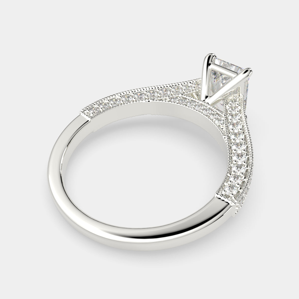4.75 Carat VS1 D Lab Grown Diamond Pave Radiant Ring