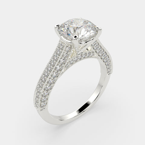 1.75 Carat VS1 D Lab Grown Diamond Pave Round Ring