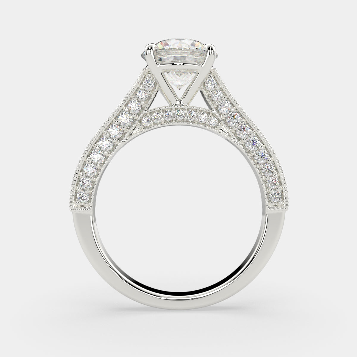 1.75 Carat VS1 D Lab Grown Diamond Pave Round Ring