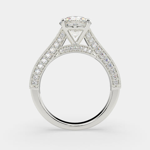 1.75 Carat VS1 D Lab Grown Diamond Pave Round Ring