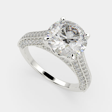 1.75 Carat VS1 D Lab Grown Diamond Pave Round Ring
