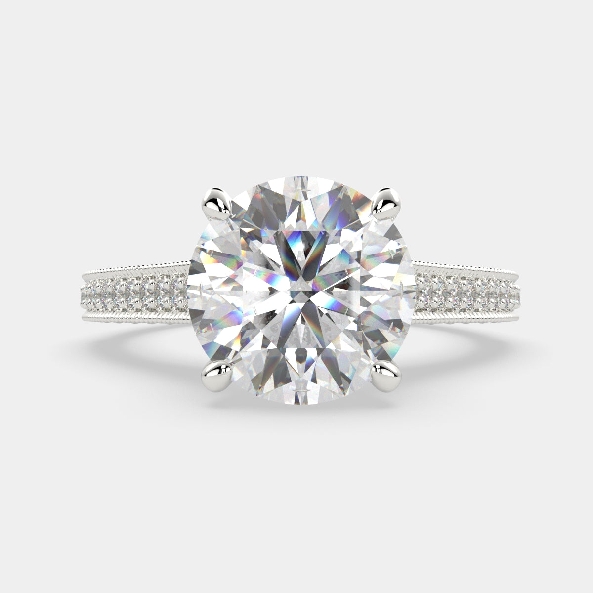 1.75 Carat VS1 D Lab Grown Diamond Pave Round Ring