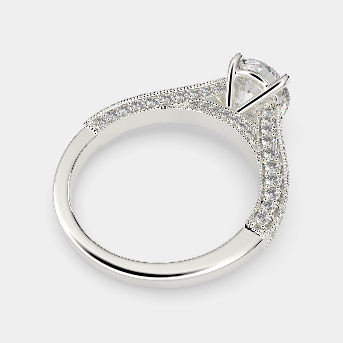 3.75 Carat VS1 D Lab Grown Diamond Pave Round Ring