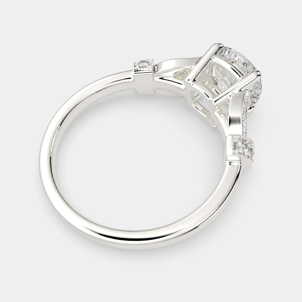 1.15 Carat VS1 D Lab Grown Diamond Pave Cushion Ring