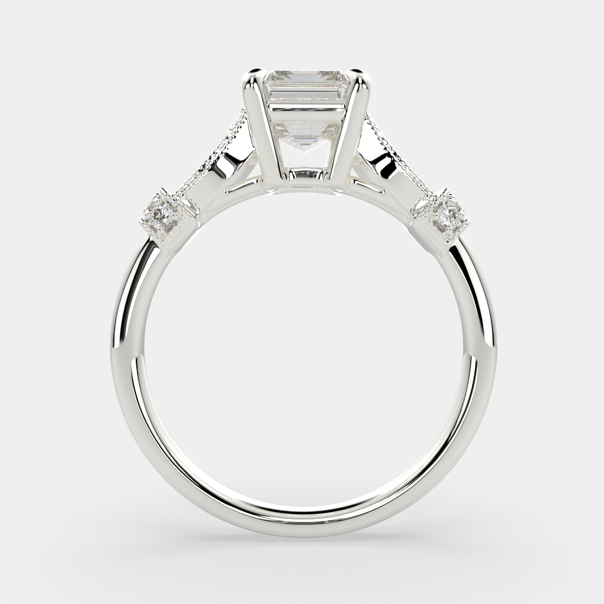 4.15 Carat VS1 D Lab Grown Diamond Pave Emerald Ring