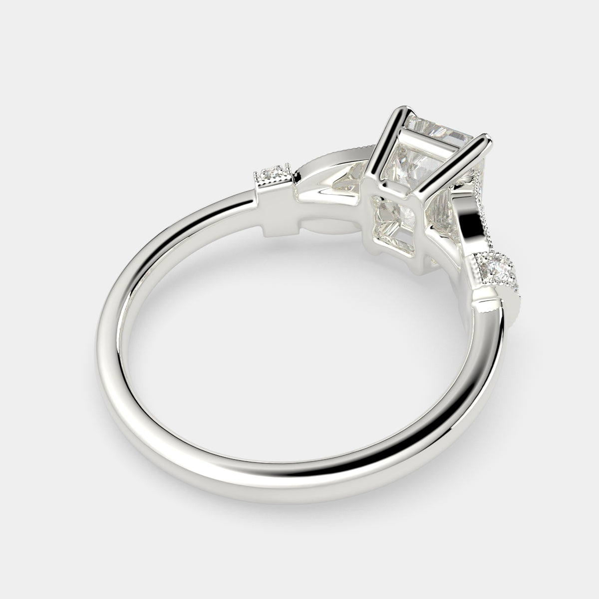 3.15 Carat VS1 D Lab Grown Diamond Pave Emerald Ring