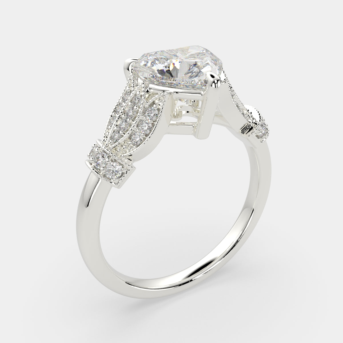 4.15 Carat VS1 D Lab Grown Diamond Pave Heart Ring