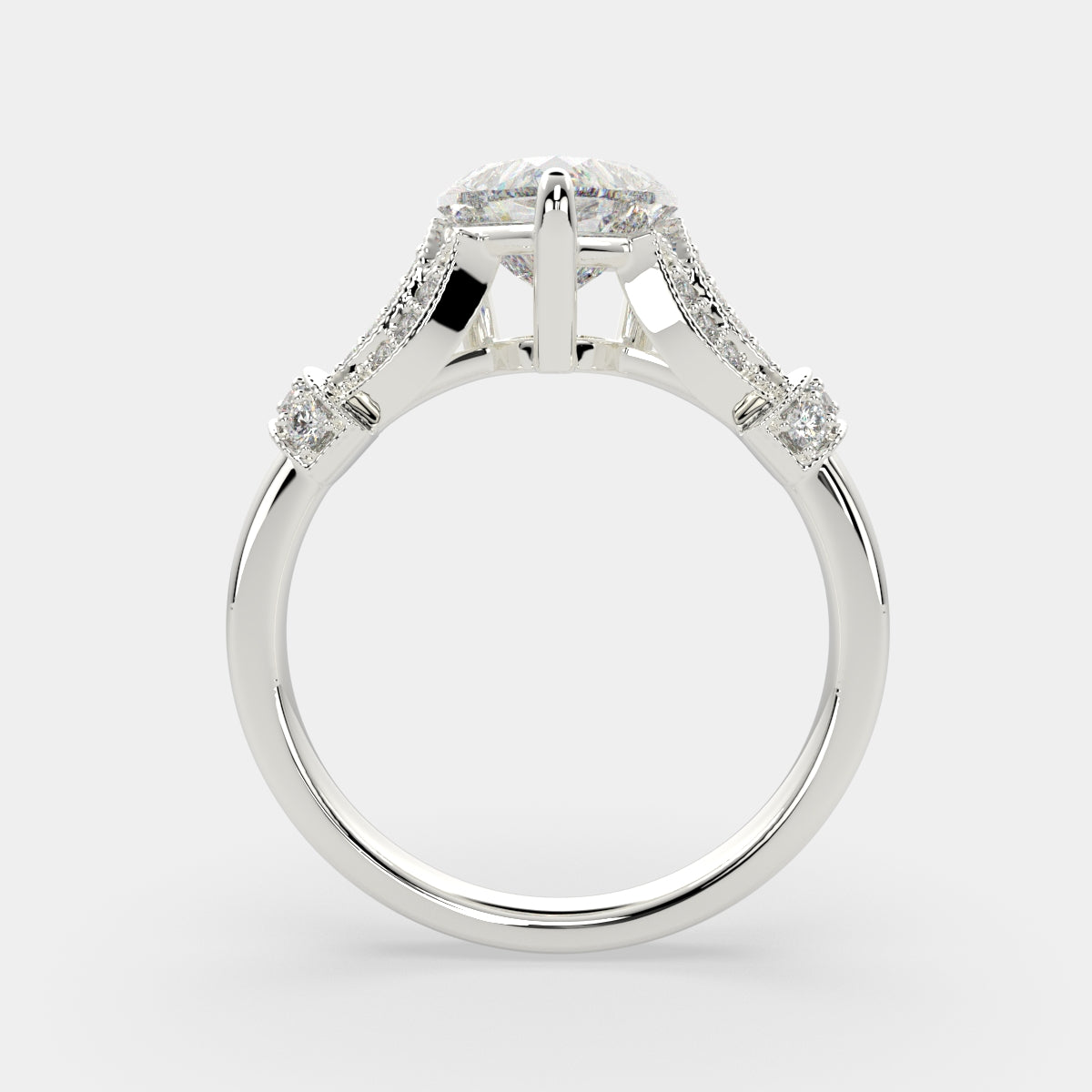 4.15 Carat VS1 D Lab Grown Diamond Pave Heart Ring