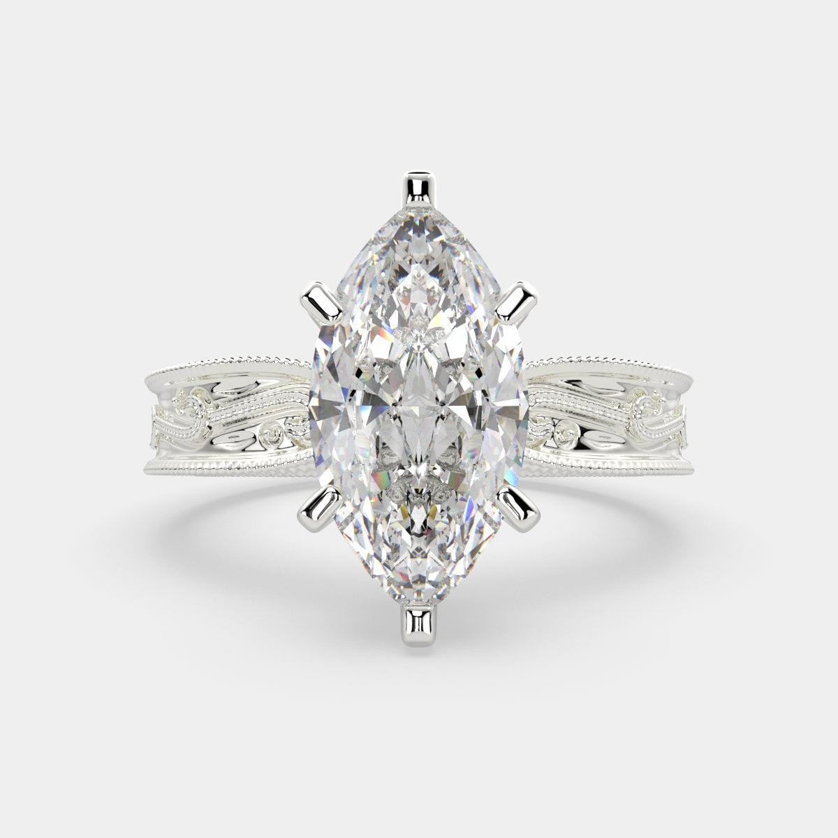2.15 Carat VS1 D Lab Grown Diamond Pave Marquise Ring