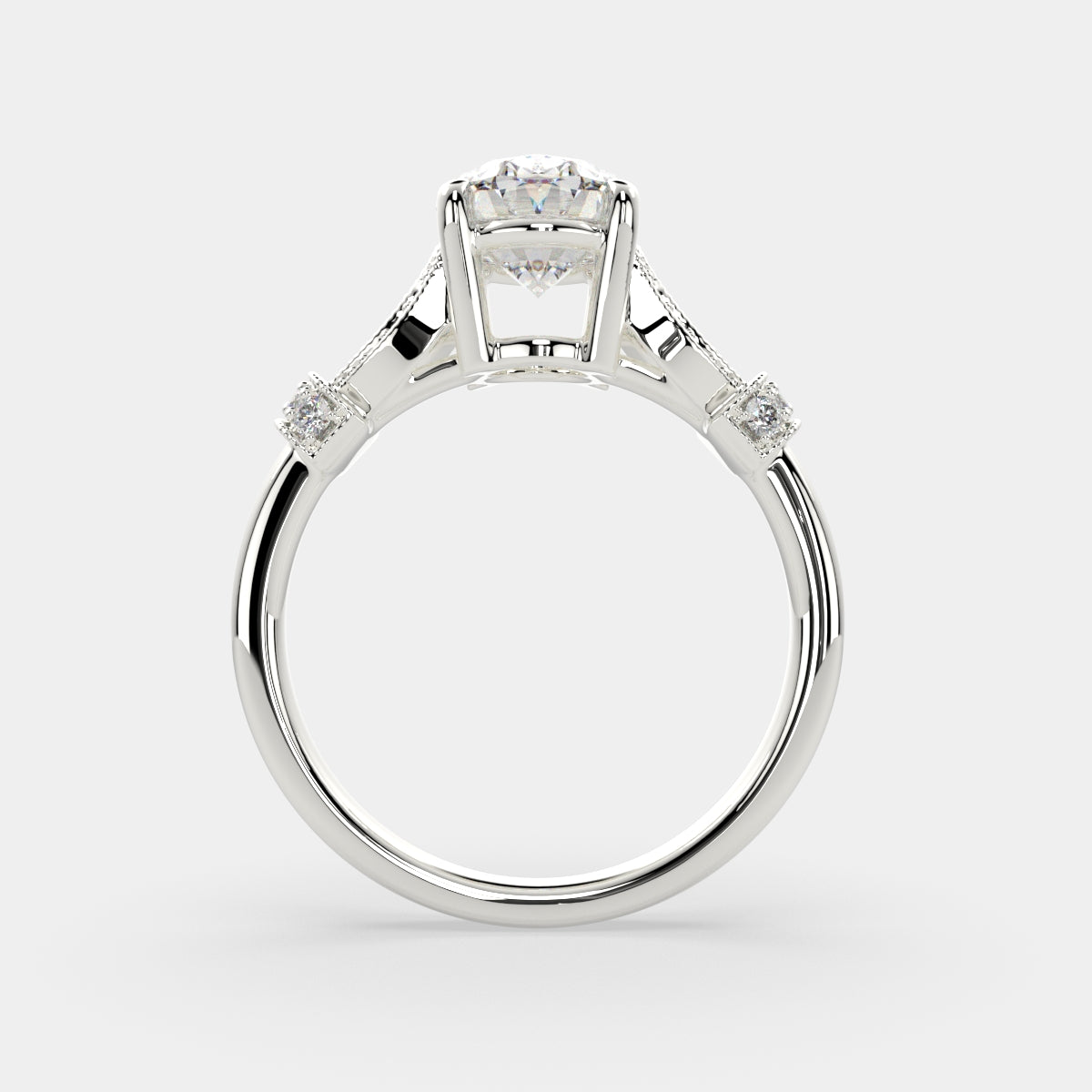 1.15 Carat VS1 D Lab Grown Diamond Pave Oval Ring