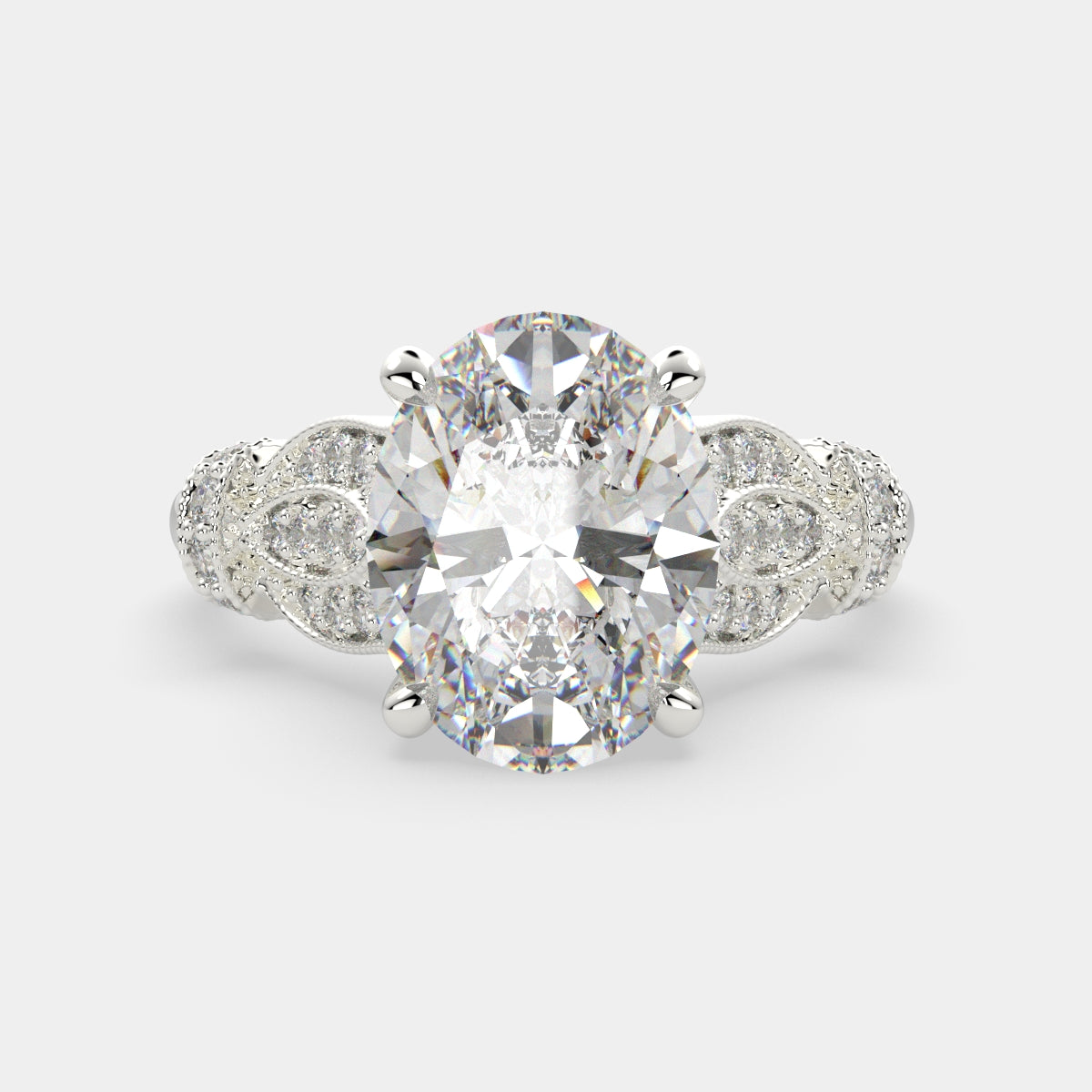 2.15 Carat VS1 D Lab Grown Diamond Pave Oval Ring