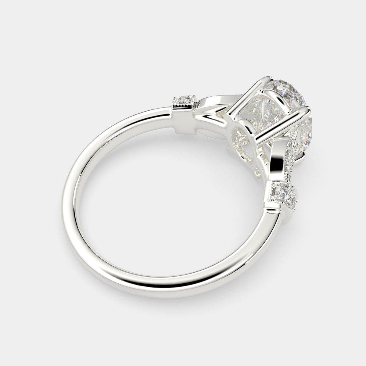 1.15 Carat VS1 D Lab Grown Diamond Pave Oval Ring