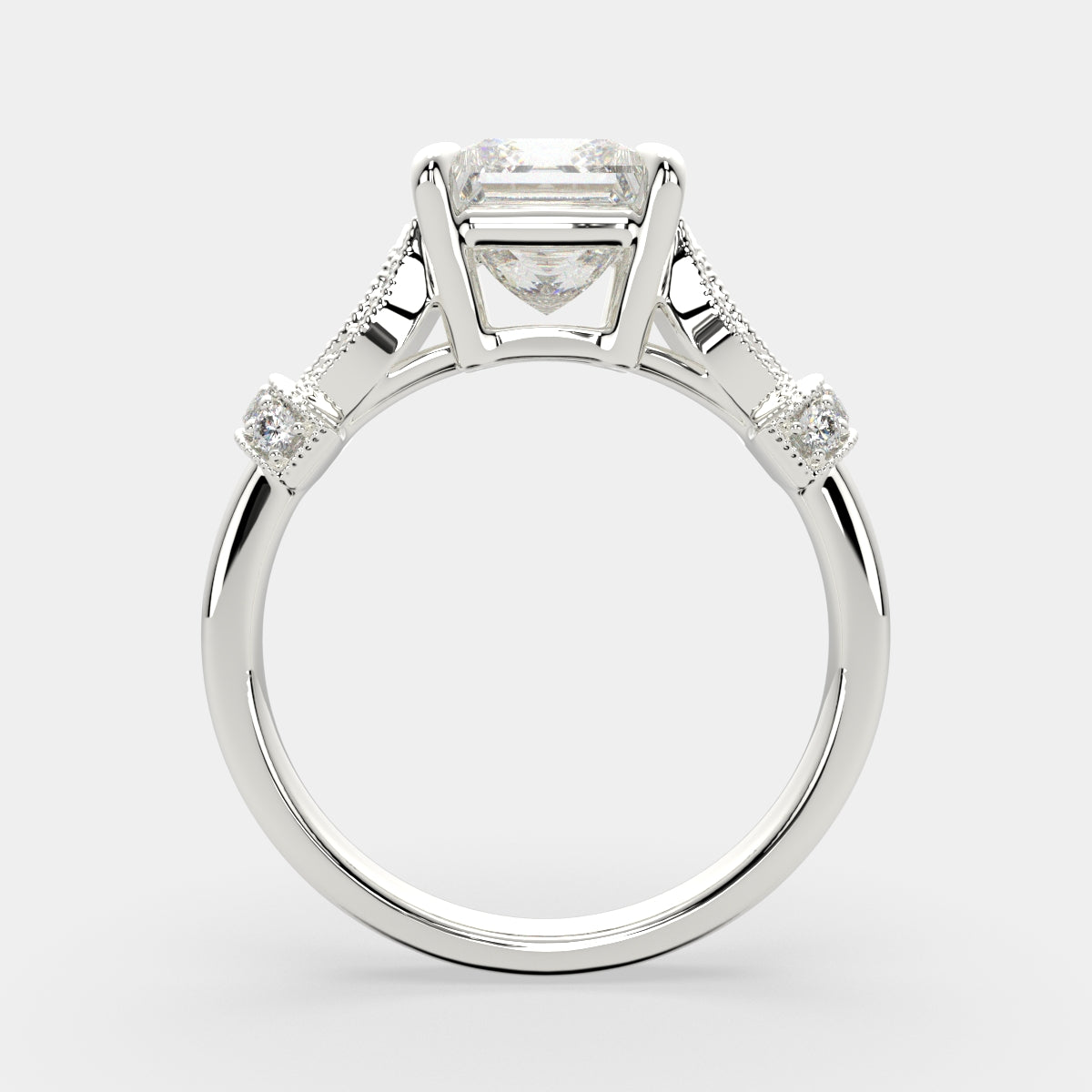 2.15 Carat VS1 D Lab Grown Diamond Pave Princess Ring