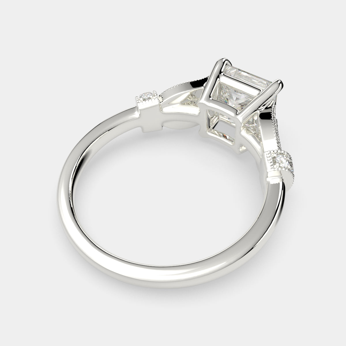 2.15 Carat VS1 D Lab Grown Diamond Pave Princess Ring