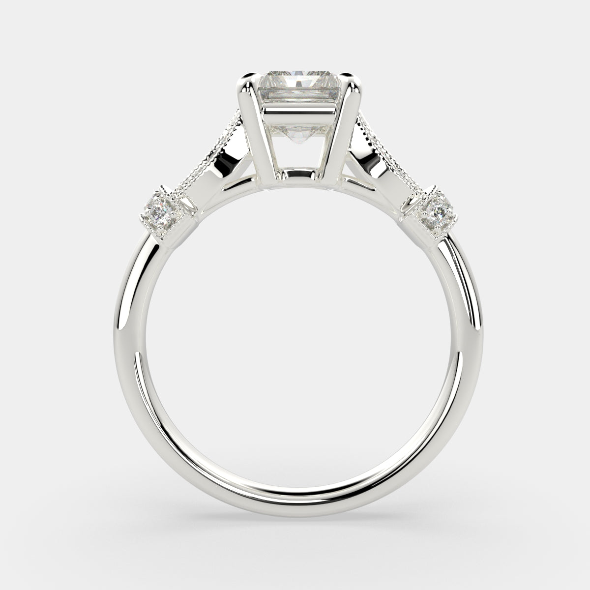 3.15 Carat VS1 D Lab Grown Diamond Pave Radiant Ring