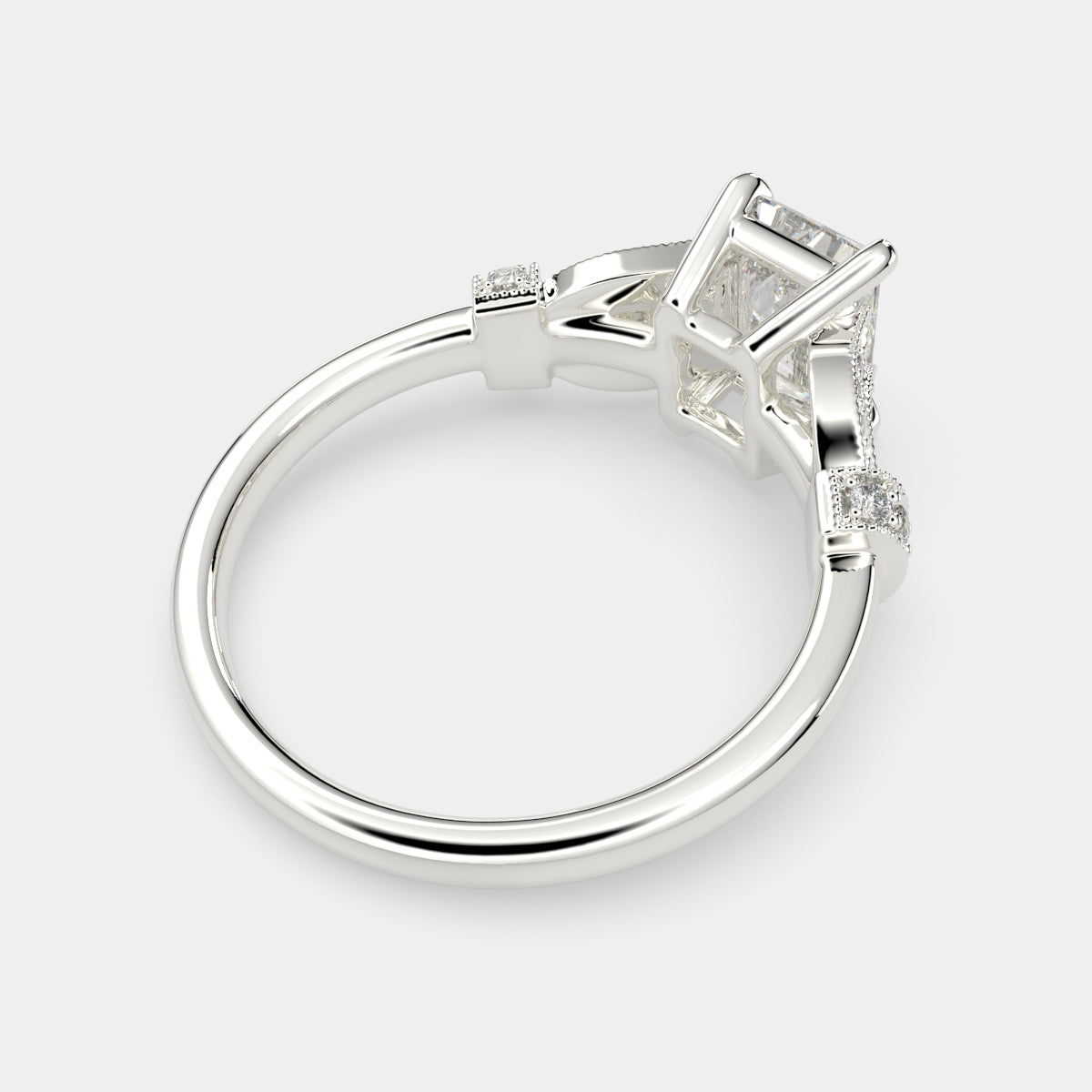 2.15 Carat VS1 D Lab Grown Diamond Pave Radiant Ring