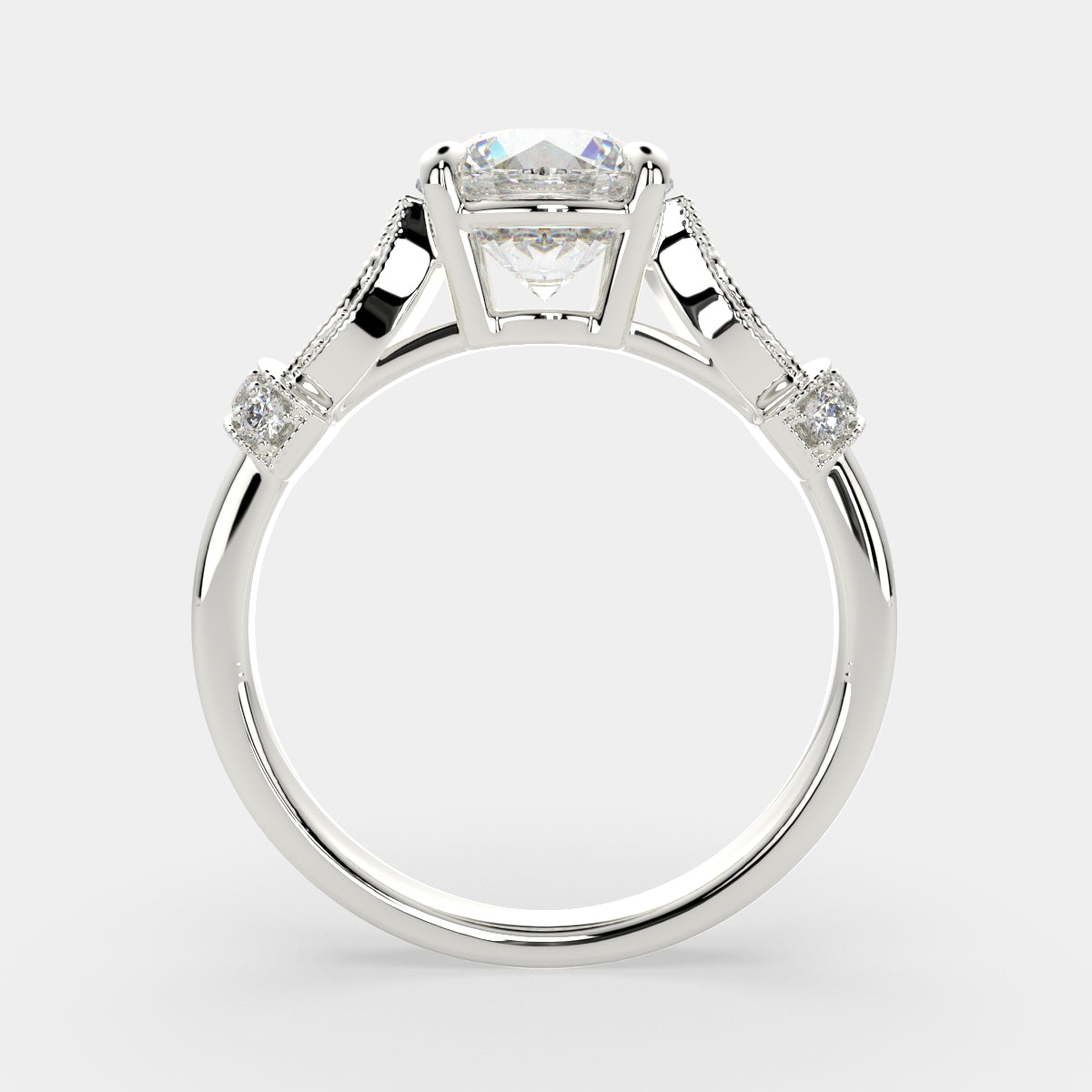 1.15 Carat VS1 D Lab Grown Diamond Pave Round Ring