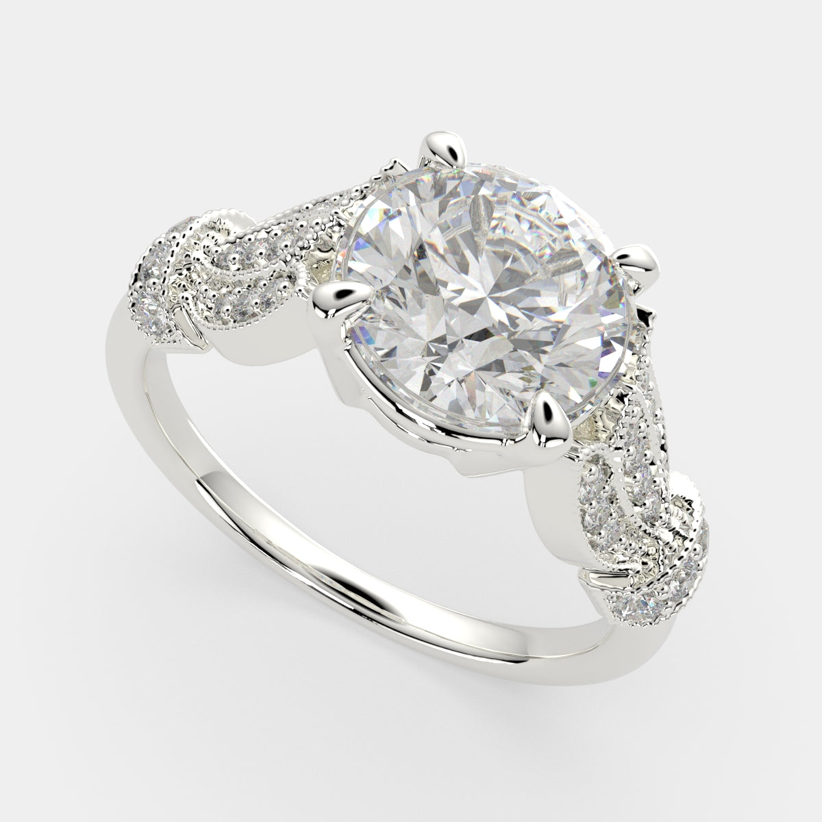 1.15 Carat VS1 D Lab Grown Diamond Pave Round Ring