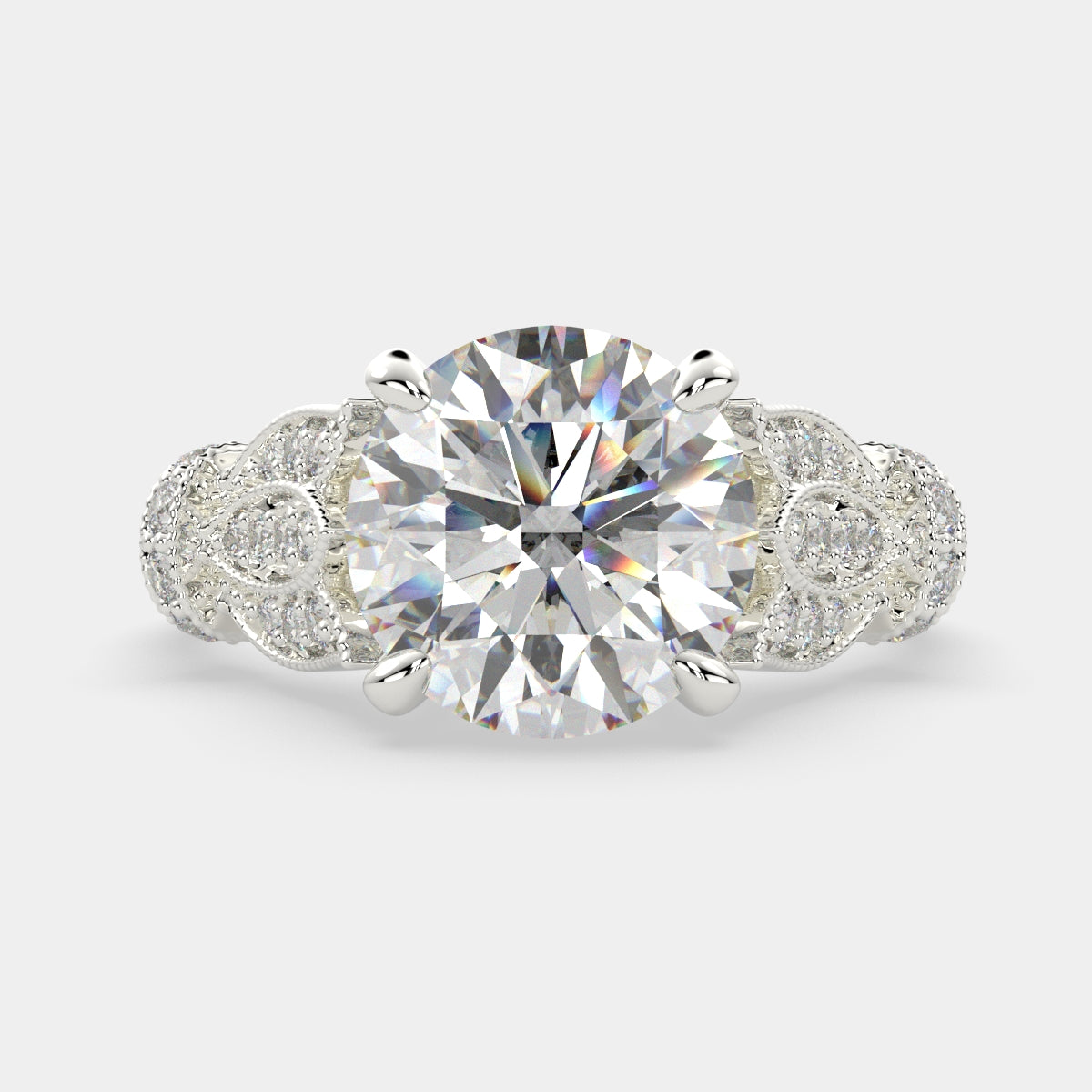 1.15 Carat VS1 D Lab Grown Diamond Pave Round Ring