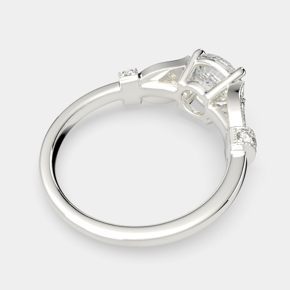 1.15 Carat VS1 D Lab Grown Diamond Pave Round Ring