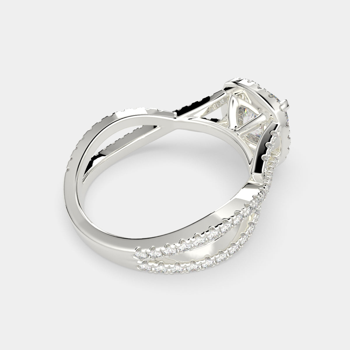 3.35 Carat VS1 D Lab Grown Diamond Halo Pave Split Shank Cushion Ring