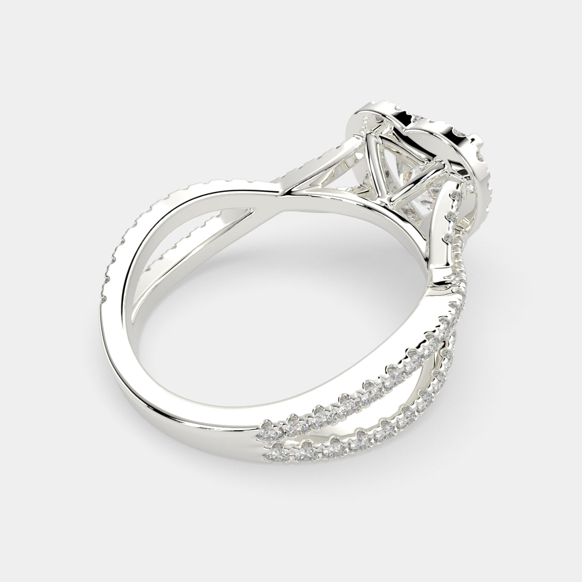 3.35 Carat VS1 D Lab Grown Diamond Halo Pave Split Shank Heart Ring