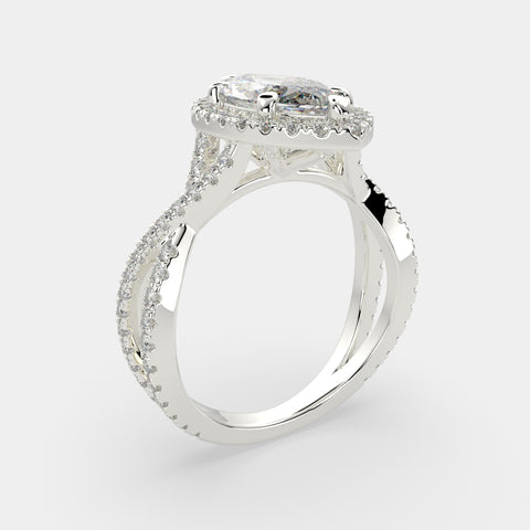 2.35 Carat VS1 D Lab Grown Diamond Halo Pave Split Shank Marquise Ring