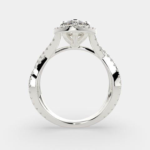 2.35 Carat VS1 D Lab Grown Diamond Halo Pave Split Shank Marquise Ring