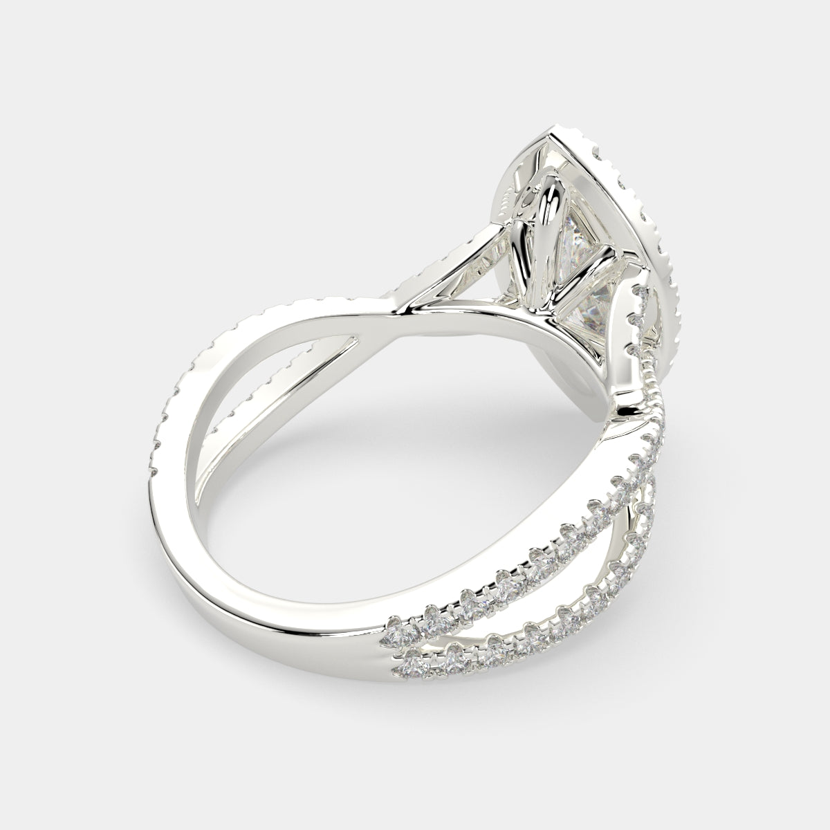 2.35 Carat VS1 D Lab Grown Diamond Halo Pave Split Shank Marquise Ring