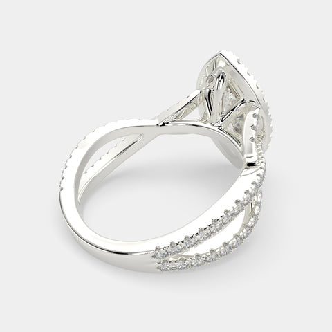 2.35 Carat VS1 D Lab Grown Diamond Halo Pave Split Shank Marquise Ring