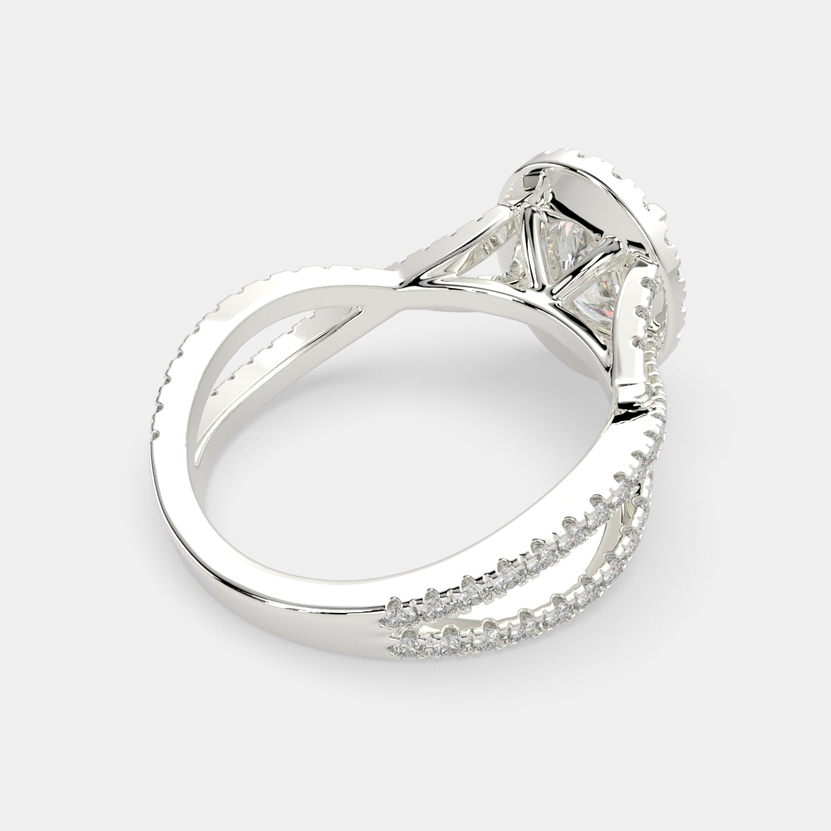 2.35 Carat VS1 D Lab Grown Diamond Halo Pave Split Shank Oval Ring