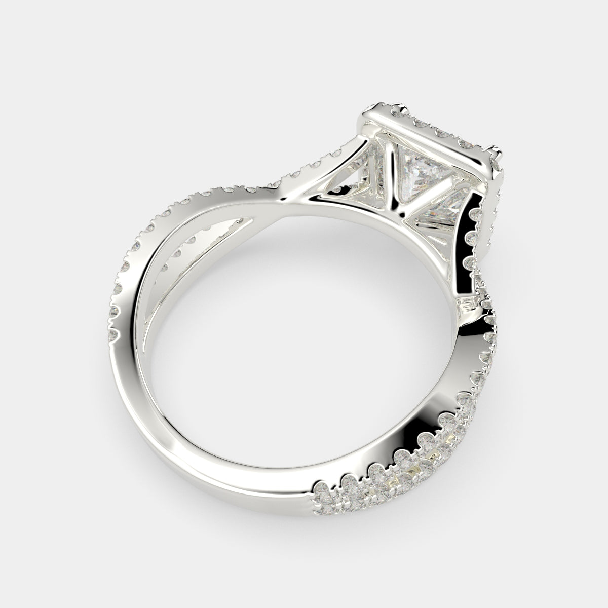 4.35 Carat VS1 D Lab Grown Diamond Halo Pave Split Shank Princess Ring