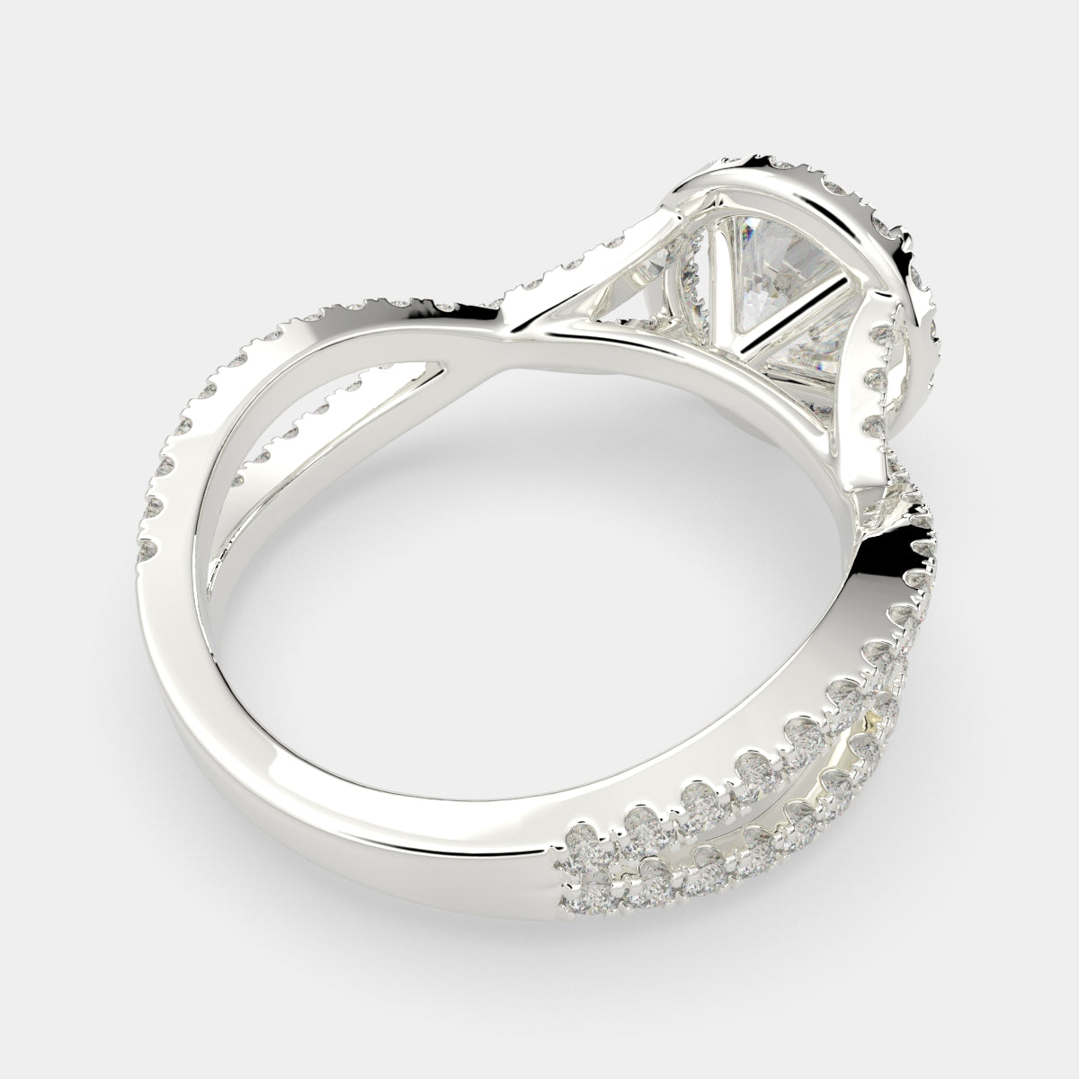 1.35 Carat VS1 D Lab Grown Diamond Halo Pave Split Shank Round Ring