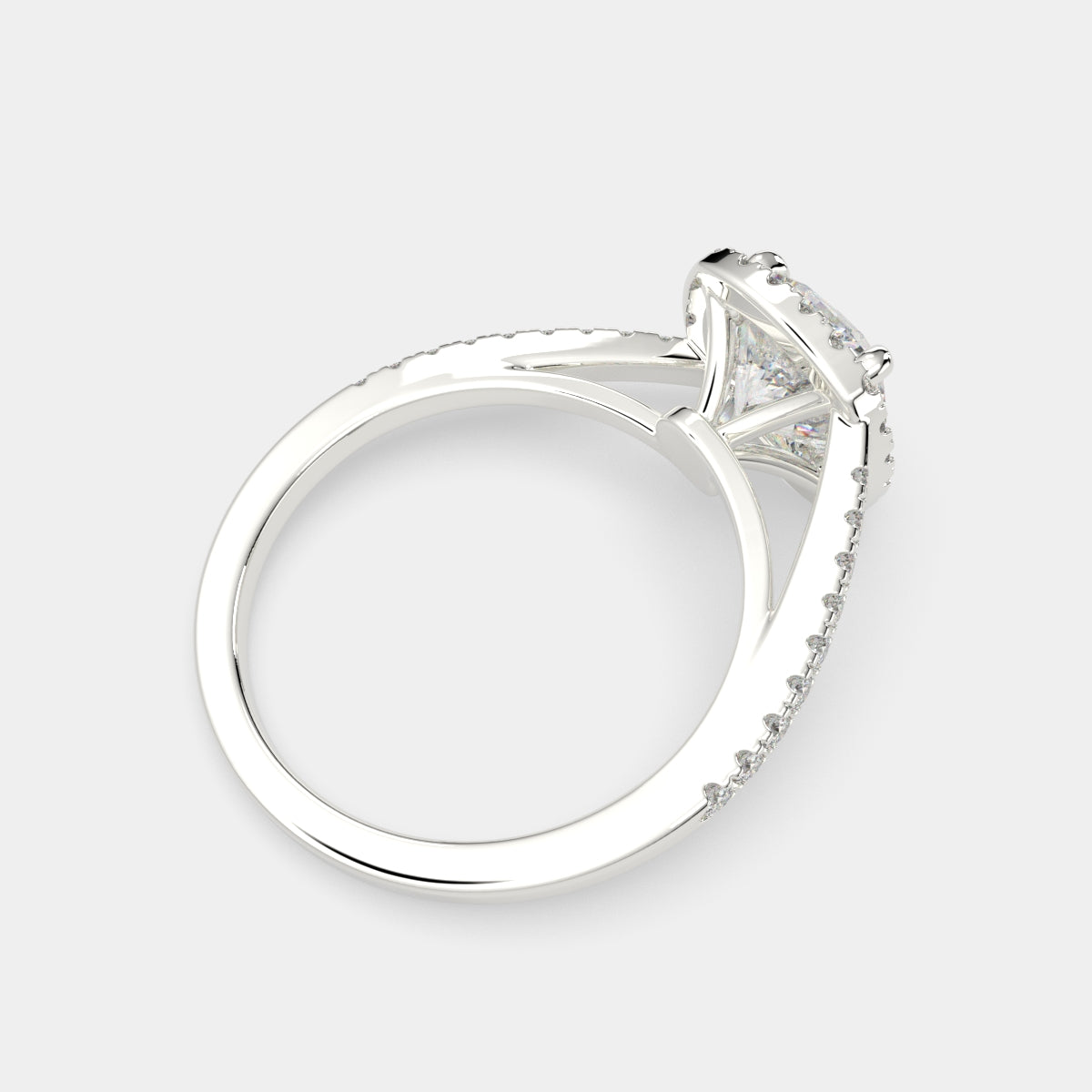 2.35 Carat VS1 D Lab Grown Diamond Halo Pave Cushion Ring