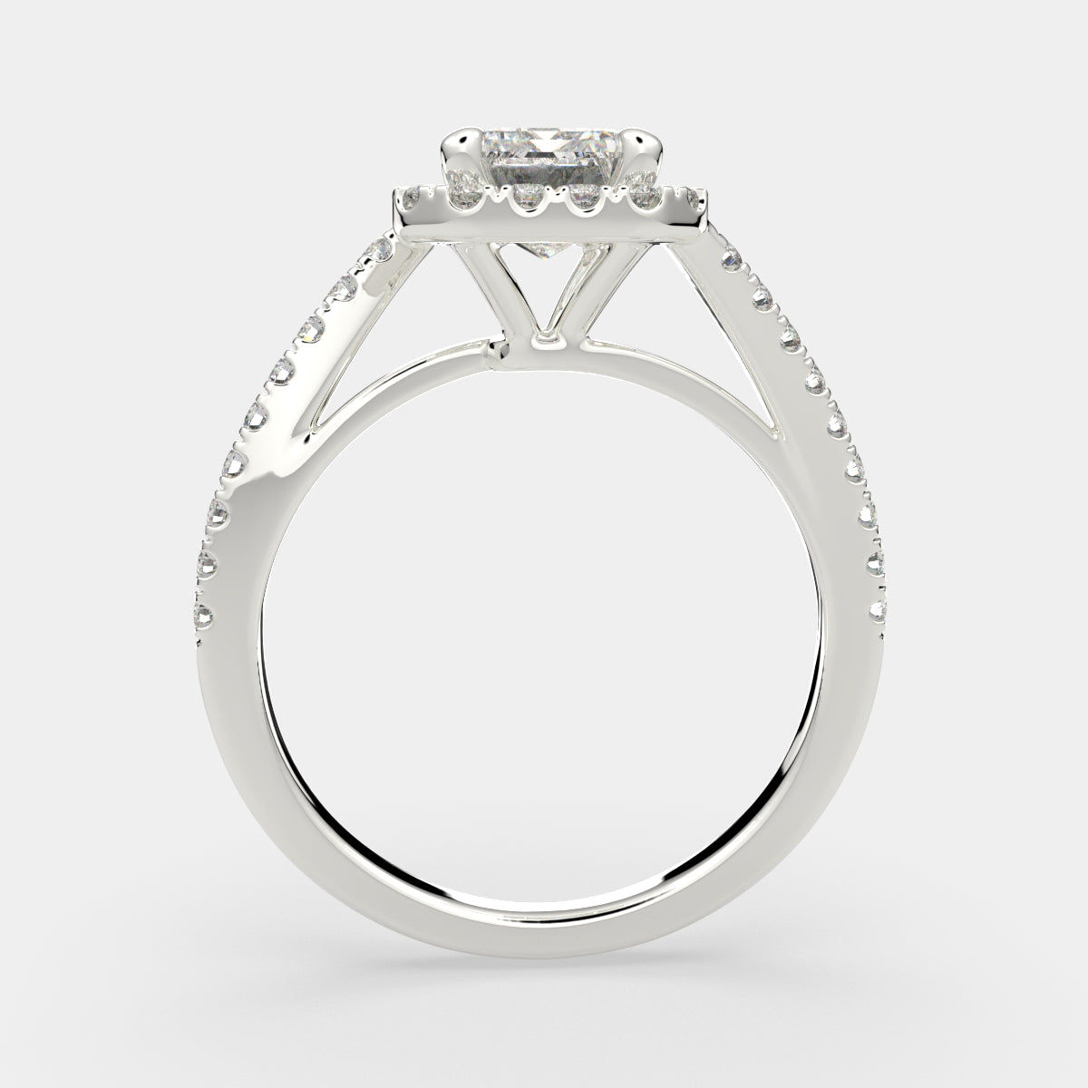 2.35 Carat VS1 D Lab Grown Diamond Halo Pave Emerald Ring