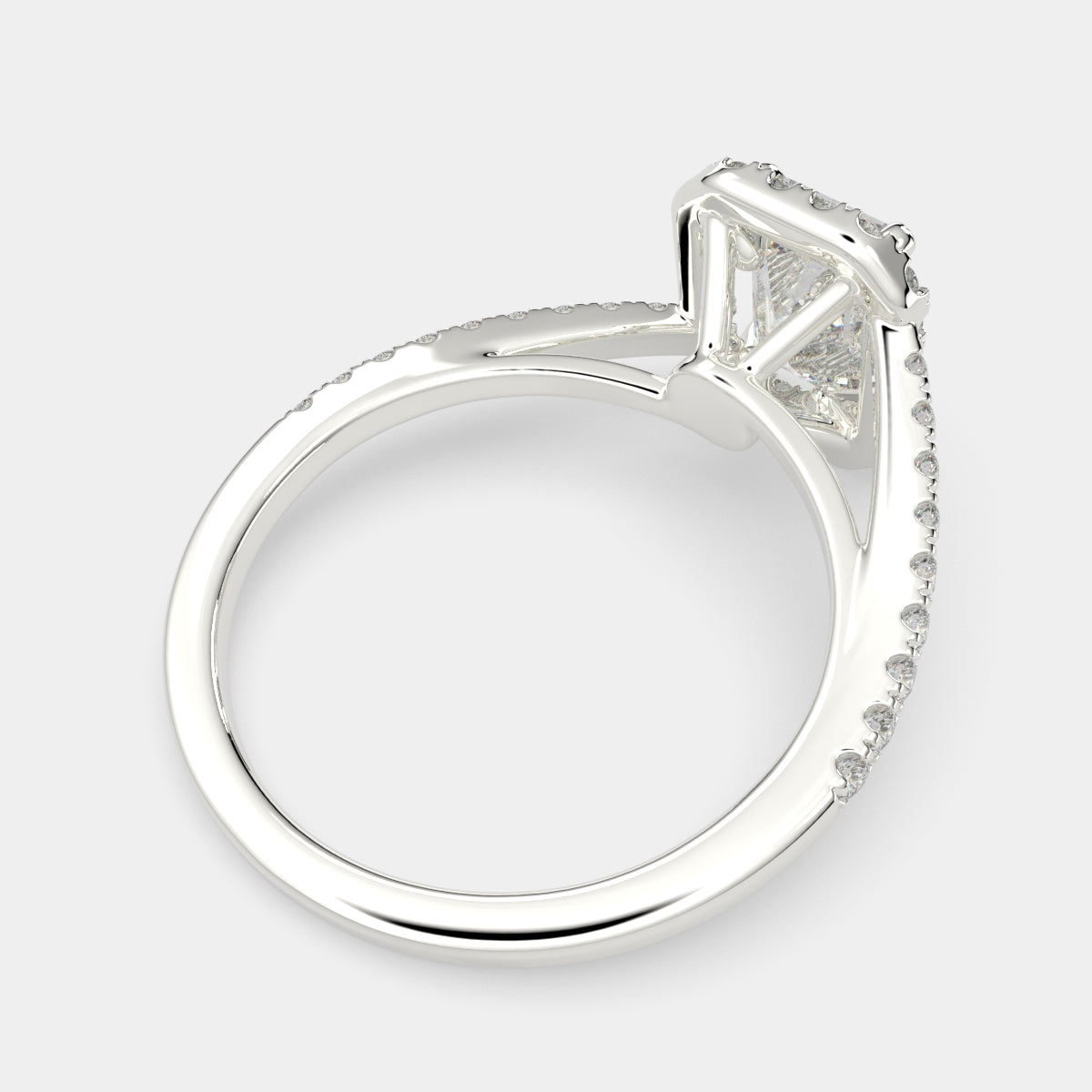3.35 Carat VS1 D Lab Grown Diamond Halo Pave Emerald Ring