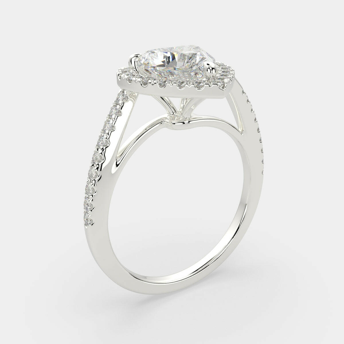 3.35 Carat VS1 D Lab Grown Diamond Halo Pave Heart Ring