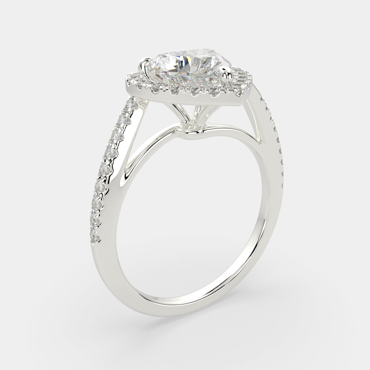 1.35 Carat VS1 D Lab Grown Diamond Halo Pave Heart Ring