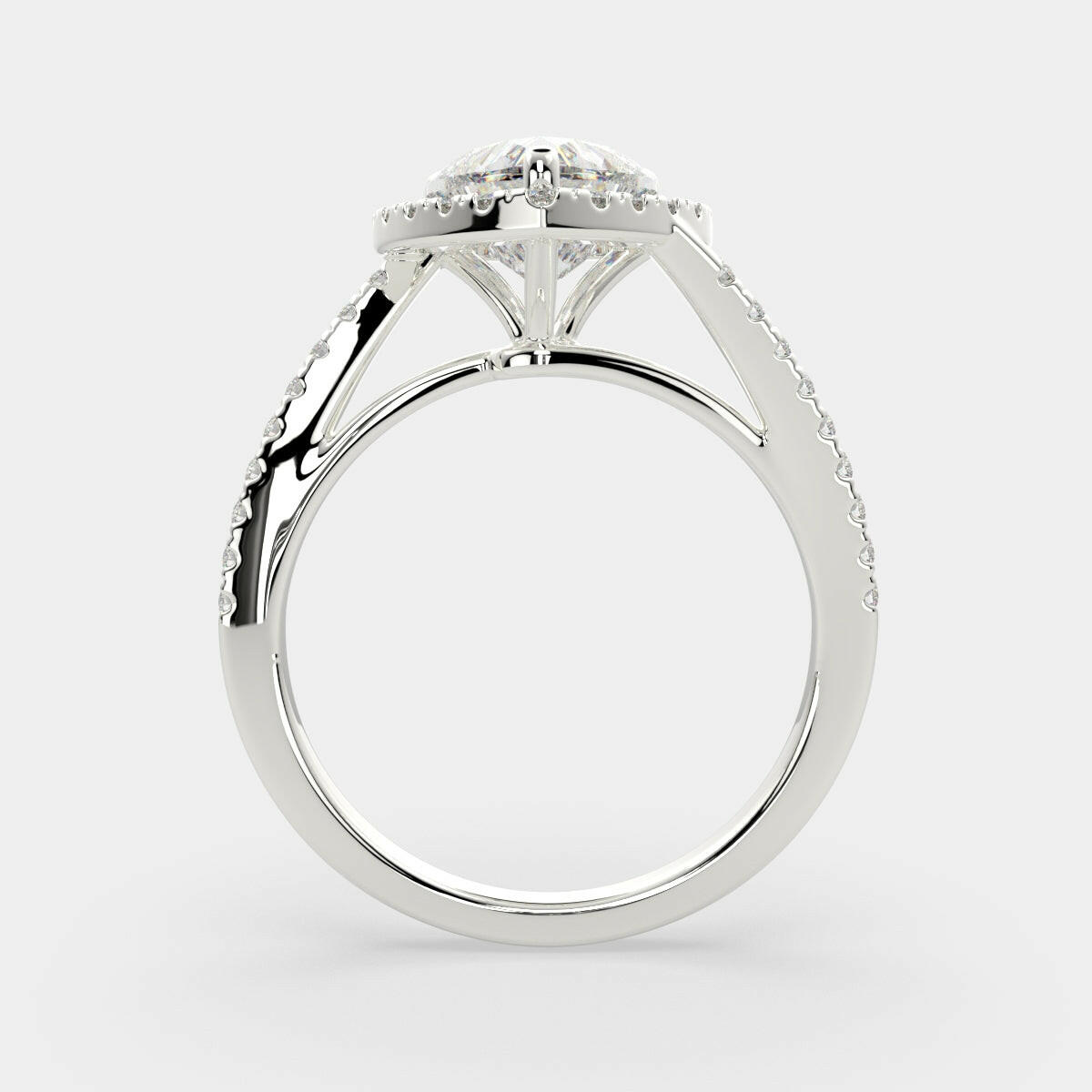 3.35 Carat VS1 D Lab Grown Diamond Halo Pave Heart Ring